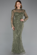 Robe de Soirée Longue Perlé Kaki ABU5638