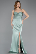 Robe de Soirée Longue Satin Turquoise ABU5646