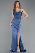 Robe de Soirée Longue Satin Indigo ABU5646