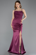 Robe de Soirée Longue Satin Couleur Cerise ABU5646