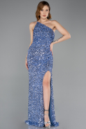 Robe de Soirée Longue Squameuse Indigo ABU5647