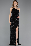 Robe de Soirée Longue Squameuse Noir ABU5647