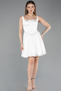 Tenue de Soirée Courte Satin Blanc ABK2529