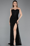 Robe de Soirée Longue Lacé Noir ABU5642