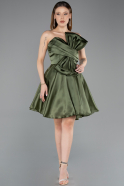 Robe de Cérémonie Courte Satin Kaki ABK2510