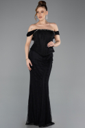 Robe Queue de Poisson Longue Dantelle Noir ABU5685