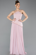 Robe de Soirée Longue Mousseline Poudre ABU5681