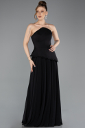Robe de Soirée Longue Mousseline Noir ABU5681