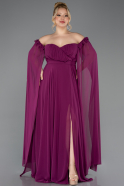 Robe Grande Taille Mousseline Longue Prune ABU3464