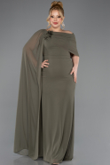 Robe De Soirée Grande Taille Mousseline Longue Kaki ABU5419