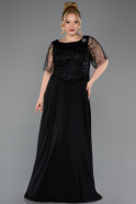 Robe Grande Taille Longue Mousseline Noir ABU5554