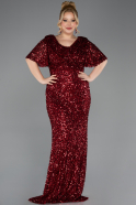 Robe De Soirée Grande Taille Squameuse Longue Rouge Bordeaux ABU4926