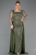 Robe De Fiançailles Grande Taille Perlé Longue Kaki ABU4761