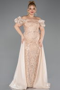 Robe De Soirée Grande Taille Perlé Longue Or ABU5155