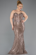 Robe Grande Taille Longue Perlé Cuivre ABU5661