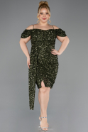 Robe De Invitation Grande Taille Midi Kaki ABK2534