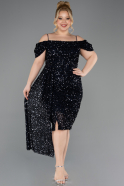 Robe De Invitation Grande Taille Midi Bleu Marine ABK2534