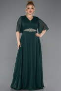 Robe de Soirée Grande Taille Longue Mousseline Émeraude ABU5613