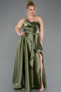 Robe de Soirée Grande Taille Longue Satin Kaki ABU5650