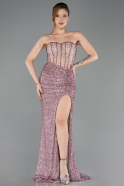 Robe de Soirée Longue Perlé Poudre ABU5696