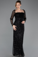 Robe de Soirée Longue Perlé Noir ABU5699