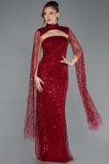 Robe De Soirée Perlé Longue Rouge Bordeaux ABU5652