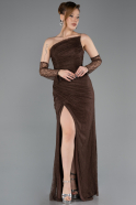 Robe de Soirée Longue Dantelle Brun ABU5700