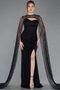 Robe De Soirée Dantelle Longue Noir ABU5614