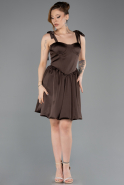 Robe de Soirée Courte Satin Brun ABK2536