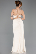 Robe de Soirée Longue Dantelle Beige ABU5719
