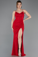 Robe de Soirée Longue Dantelle Rouge ABU5719