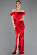 Robe de Soirée Longue Satin Rouge ABU5709