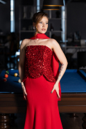 Robe Queue de Poisson Longue Rouge ABU5704