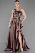 Robe De Soirée Satin Longue Cuivre ABU4561