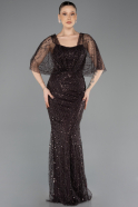 Robe de Soirée Longue Perlé Brun ABU5718