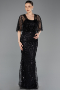 Robe de Soirée Longue Perlé Noir ABU5718