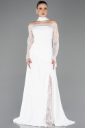 Robe De Soirée Grande Taille Dantelle Longue Blanc ABU5657