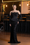 Robe de Soirée Longue Squameuse Noir ABU5732