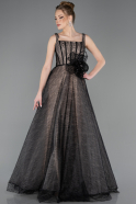 Robe de Soirée Longue Dantelle Noir ABU5778
