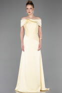 Robe de Soirée Longue Satin Jaune ABU5792