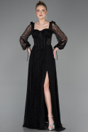 Robe de Soirée Longue Dantelle Noir ABU5797