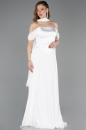 Robe De Soirée Mousseline Longue Blanc ABU5327