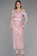 Robe De Soirée Perlé Midi Poudre ABK2453