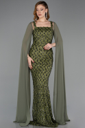 Robe De Soirée Squameuse Longue Kaki ABU5589