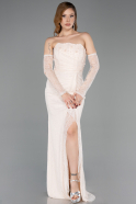 Robe De Soirée Dantelle Longue Beige ABU5603