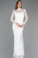 Robe de Soirée Longue Dantelle Blanc ABU5823