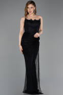 Robe de Soirée Longue Dantelle Noir ABU5823