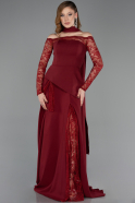 Robe De Soirée Longue Rouge Bordeaux ABU5662