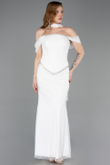 Robe de Soirée Longue Dantelle Blanc ABU6038
