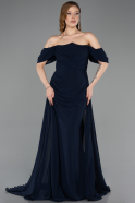 Robe de Soirée Longue Mousseline Bleu Marine ABU5826